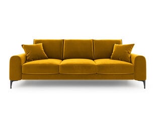 Трехместный диван Mazzini Sofas Madara, велюр, желтый/черный цена и информация | Диваны | hansapost.ee