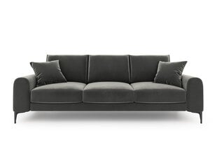 Трехместный диван Mazzini Sofas Madara, велюр, темно-серый/черный цена и информация | Диваны | hansapost.ee