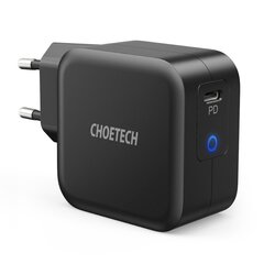 Сетевое зарядное устройство для путешествий Choetech GaN USB Type C 60Вт Power Delivery + USB Type C - кабель USB Type C 1.8 м, черный (Q6006) цена и информация | Зарядные устройства для телефонов | hansapost.ee