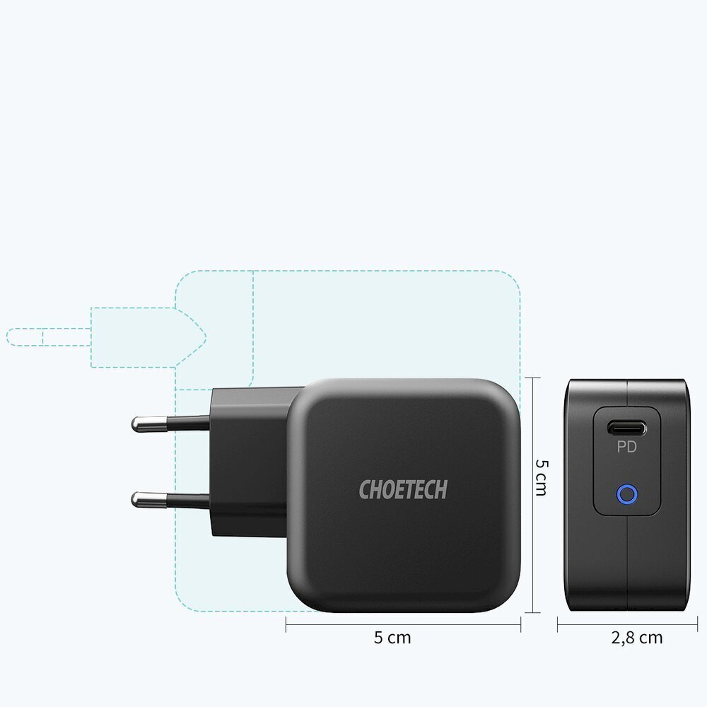 Laadija Choetech travel wall charger GaN USB Type C 60W Power Delivery + USB Type C - USB Type C cable 1,8m (Q6006) hind ja info | Laadijad mobiiltelefonidele | hansapost.ee