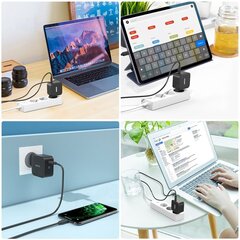 Сетевое зарядное устройство для путешествий Choetech GaN USB Type C 60Вт Power Delivery + USB Type C - кабель USB Type C 1.8 м, черный (Q6006) цена и информация | Зарядные устройства для телефонов | hansapost.ee