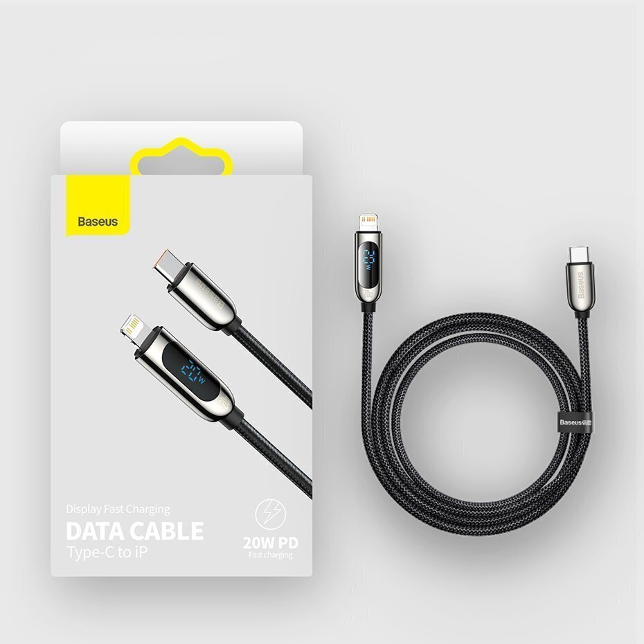 USB-C cable for Lightning Baseus Display, PD, 20W, 2m (black) hind ja info | Mobiiltelefonide kaablid | hansapost.ee