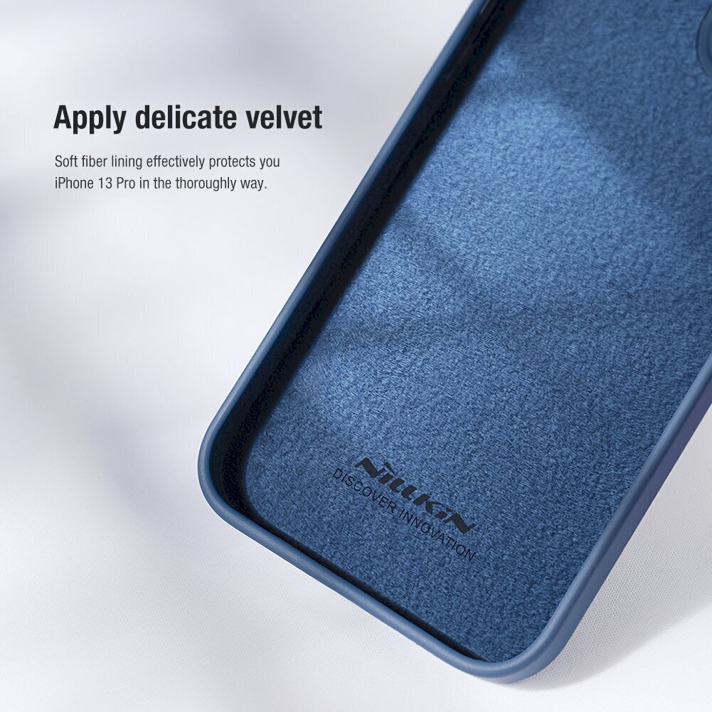 Silikoonümbris Nillkin CamShield Silky, iPhone 13 Pro, sinine hind ja info | Telefonide kaitsekaaned ja -ümbrised | hansapost.ee