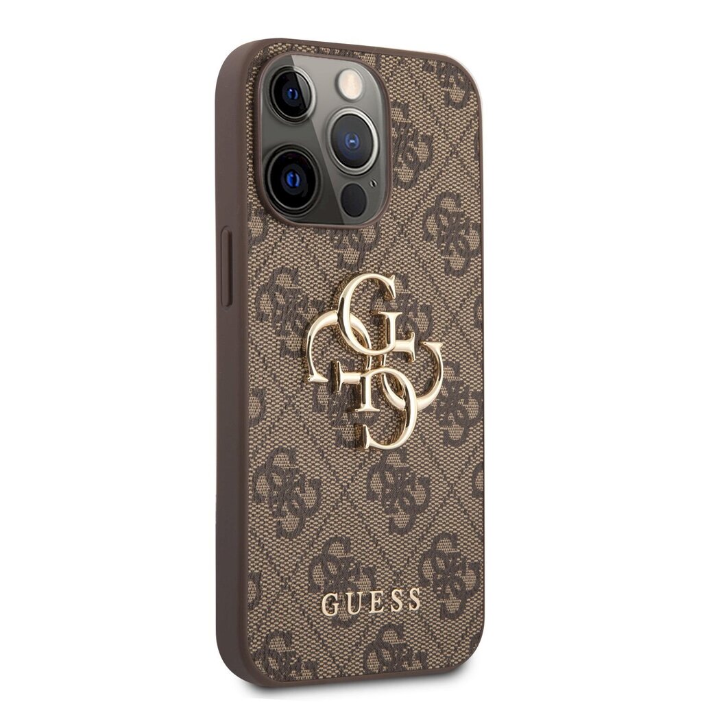 GUHCP13L4GMGBR Guess PU 4G Metal Logo Case for iPhone 13 Pro Brown цена и информация | Telefonide kaitsekaaned ja -ümbrised | hansapost.ee