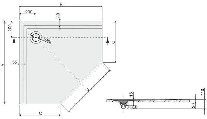 Dušialus Sanplast Space Mineral BPK-M/Space 90x90x1,5 värv helepruun цена и информация | Dušialused | hansapost.ee