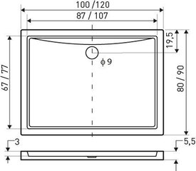 Душевой поддон Kerra Oskar 100x90 / 5,5 см цена и информация | Kerra Сантехника, ремонт, вентиляция | hansapost.ee