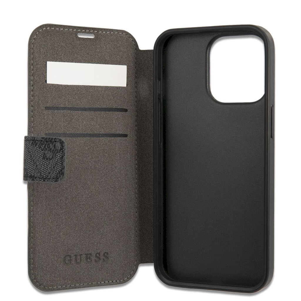 GUBKP13X4GMGGR Guess PU 4G Metal Logo Book Case for iPhone 13 Pro Max Grey цена и информация | Telefonide kaitsekaaned ja -ümbrised | hansapost.ee