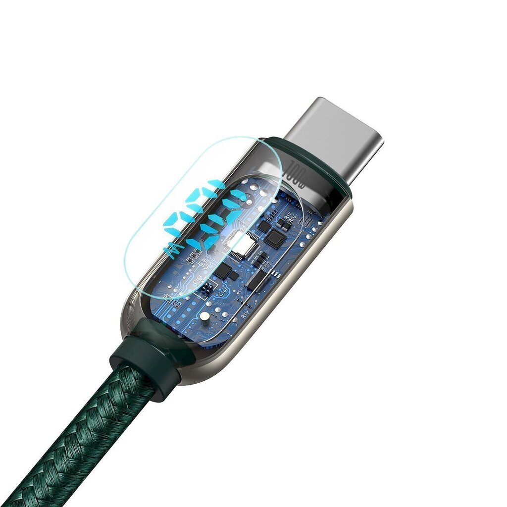 Baseus Display Cable USB-C to USB-C 100W 1m (green) hind ja info | Mobiiltelefonide kaablid | hansapost.ee