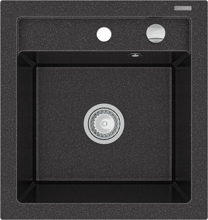 Graniidist köögivalamu Mexen Vito koos segisti ja sifooniga, Black granite+Chrome hind ja info | Köögivalamud | hansapost.ee