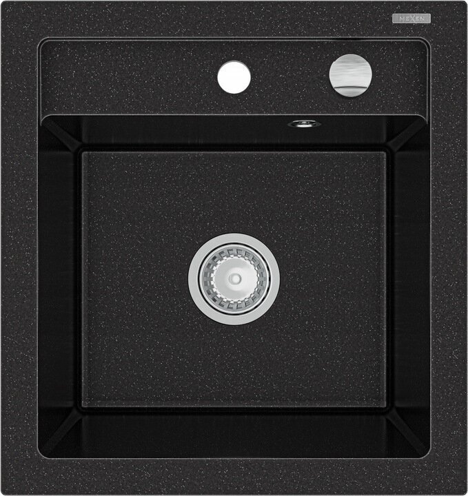 Graniidist köögivalamu Mexen Vito koos segisti ja sifooniga, Metallic black/silver+Black hind ja info | Köögivalamud | hansapost.ee