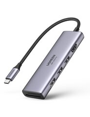 UGREEN CM511 5-in-1 Adapter USB-C Hub to 3x USB3.0 + HDMI + TF / SD (Gray) цена и информация | Адаптеры, USB-разветвители | hansapost.ee