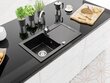 Graniidist köögivalamu Mexen Leo koos segisti ja sifooniga, Metallic black/silver+Chrome hind ja info | Köögivalamud | hansapost.ee