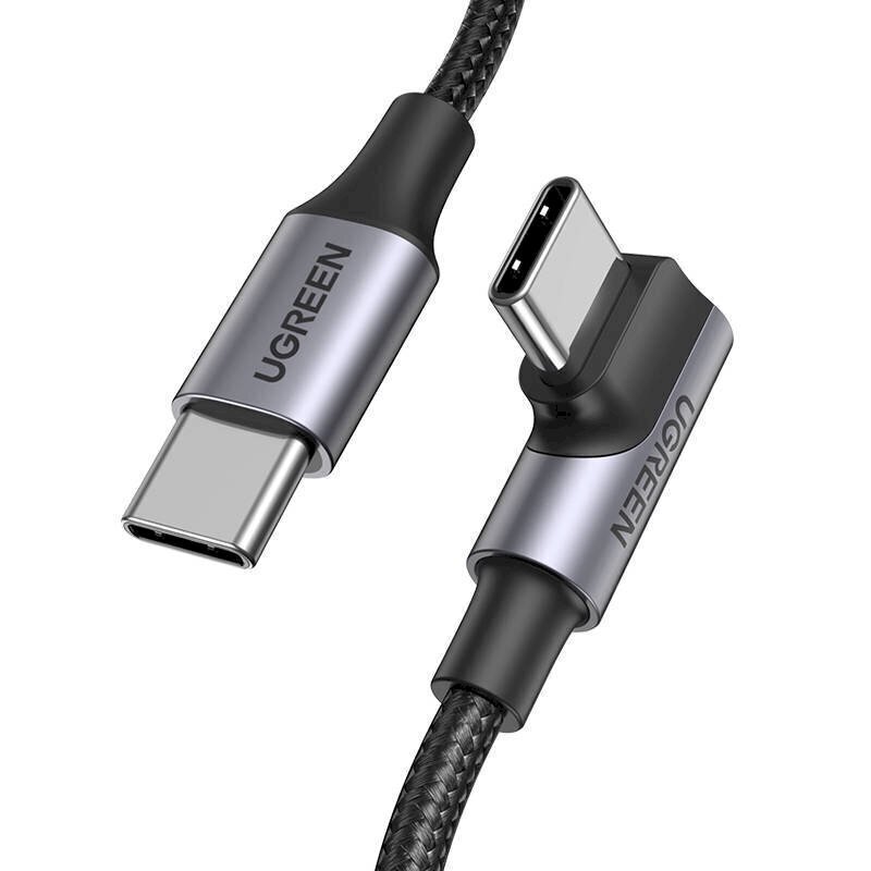 Angle cable USB-C to USB-C UGREEN US334 5A, PD 100W, 1m (black) цена и информация | Mobiiltelefonide kaablid | hansapost.ee