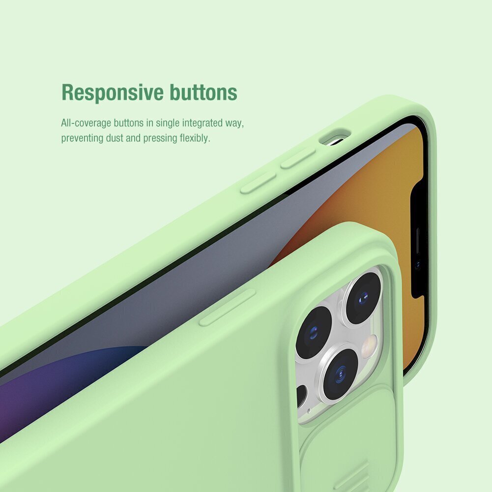 Telefoni ümbris silikoonist Nillkin CamShield Silky Magnetic sobib iPhone 13 Pro Max, roheline цена и информация | Telefonide kaitsekaaned ja -ümbrised | hansapost.ee