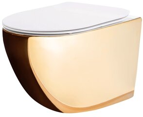 WC-pott REA Carlo Flat Mini, Gold/White hind ja info | WС-potid | hansapost.ee