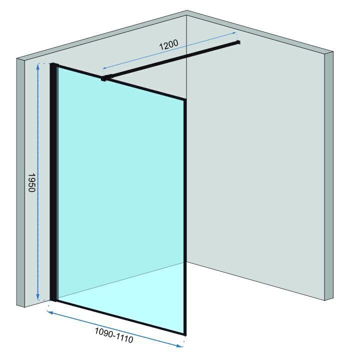 Dušisein REA Bler Evo koos riiuli/nagiga, Black Mat, 70, 80, 90, 100, 110, 120 x195cm hind ja info | Dušiseinad ja dušiuksed | hansapost.ee