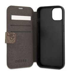 GUBKP13S4GDBR Guess PU 4G Printed Stripe Book Case for iPhone 13 Mini Brown цена и информация | Чехлы для телефонов | hansapost.ee