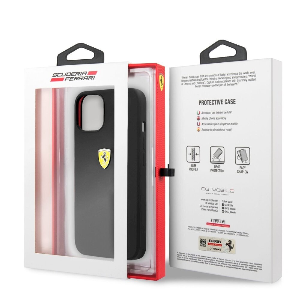 Telefoni ümbris silikoonist Ferrari sobib iPhone 13 mini, must цена и информация | Telefonide kaitsekaaned ja -ümbrised | hansapost.ee