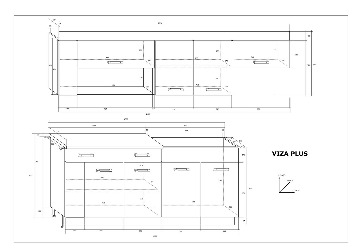 Köögimööbli komplekt Viza Plus I, tamm hind ja info | Köögimööbli komplektid | hansapost.ee