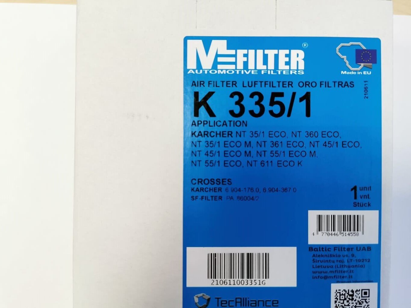 MFILTER filter K335/1 Karcheri pumpadele 35/1, 361 Eco, 45,1; 55/1 цена и информация | Tolmuimejate lisatarvikud | hansapost.ee