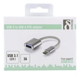 Deltaco, USB-C/USB-A, 10 cm hind ja info | USB adapterid ja jagajad | hansapost.ee