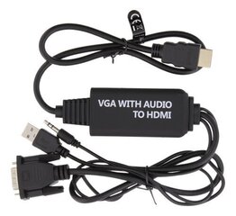 Deltaco VGA-HDMI16, VGA/HDMI/Aux 3.5 mm/USB-A, 1 m hind ja info | Juhtmed ja kaablid | hansapost.ee