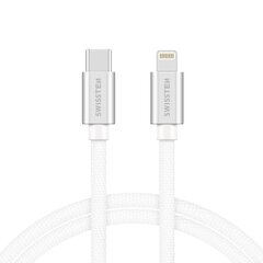 Swissten Textile Universal Quick Charge 3.1 USB-C to Lightning Data and Charging Cable 1.2m Silver hind ja info | Juhtmed ja kaablid | hansapost.ee