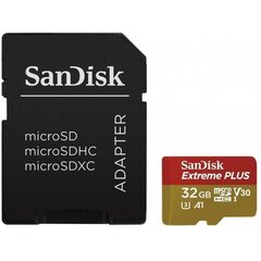 Sandisk карта памяти microSDHC 32GB Extreme Plus A1 + адаптер цена и информация | Карты памяти | hansapost.ee