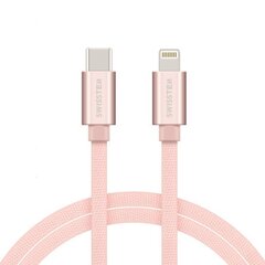 Swissten Textile USB-C To Lightning (MD818ZM/A) Data and Charging Cable Fast Charge / 3A / 1.2m Pink hind ja info | Juhtmed ja kaablid | hansapost.ee