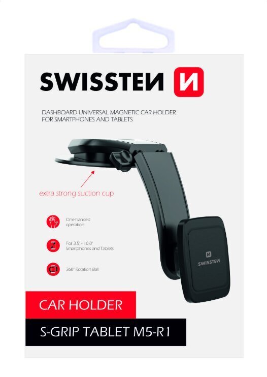 Swissten S-GRIP-M5-R1 Premium Universal Magnetic Car Panel Holder Black цена и информация | Telefonihoidjad | hansapost.ee