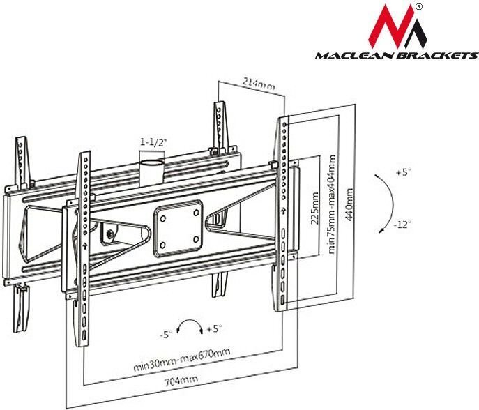 Maclean MC-703 23-70” цена и информация | Teleri seinakinnitused ja hoidjad | hansapost.ee