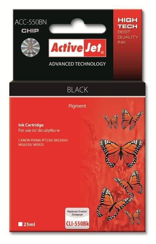 Tint ActiveJet ACC-550BN | black | 20 ml | Canon PGI-550BK hind ja info | Tindiprinteri kassetid | hansapost.ee