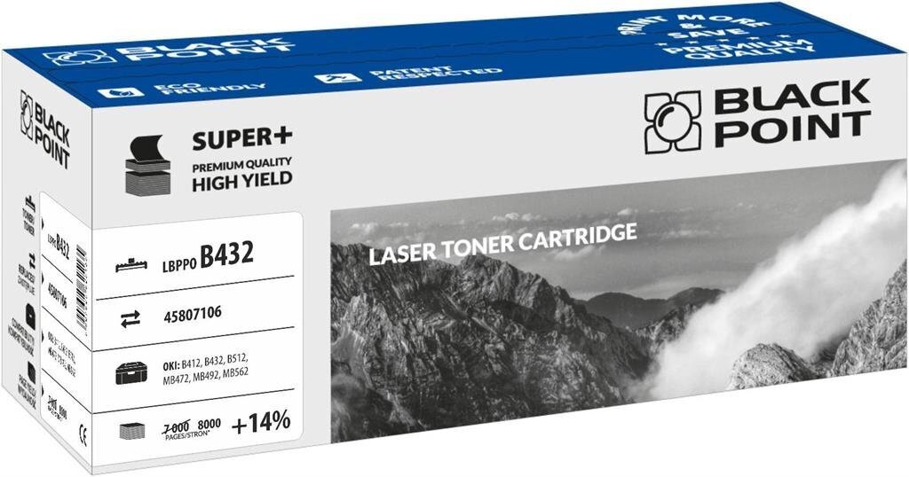 Toner Black Point LBPPOB432 | black | 8 000 pp | Oki B412 / B432 / B512 цена и информация | Laserprinteri toonerid | hansapost.ee