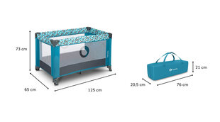 Lionelo кровать для путешествий Stefi, бирюзовый цена и информация | Дорожные кроватки | hansapost.ee