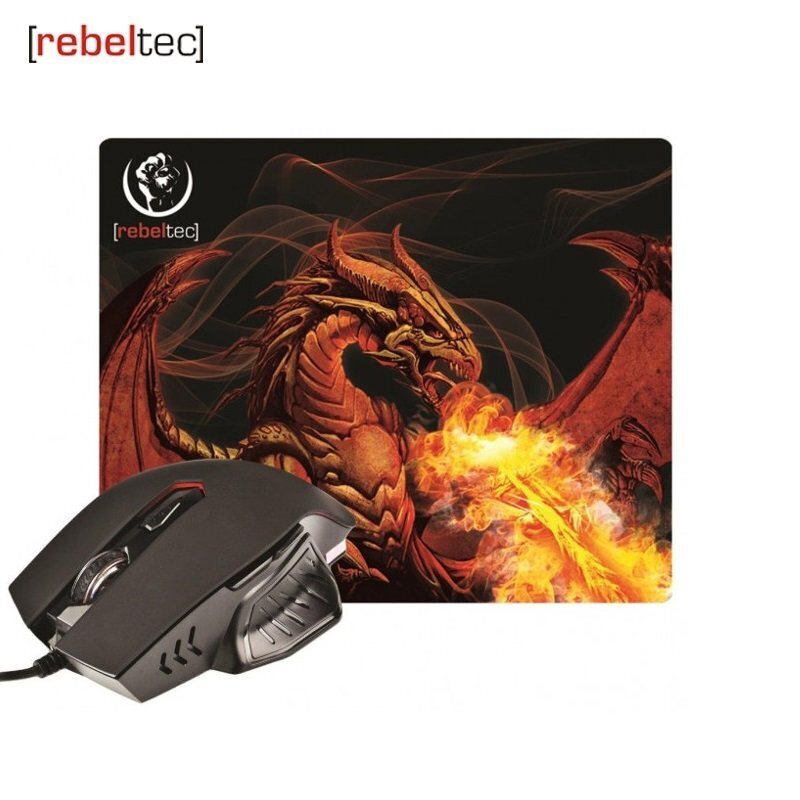 Rebeltec mouse + mouse pad RED DRAGON цена и информация | Arvutihiired | hansapost.ee