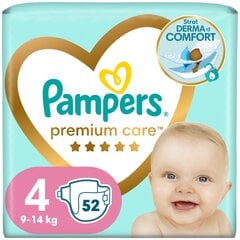 Подгузники PAMPERS Premium Care 4 размер., 52 шт. цена и информация | Pampers Для ухода за младенцем | hansapost.ee