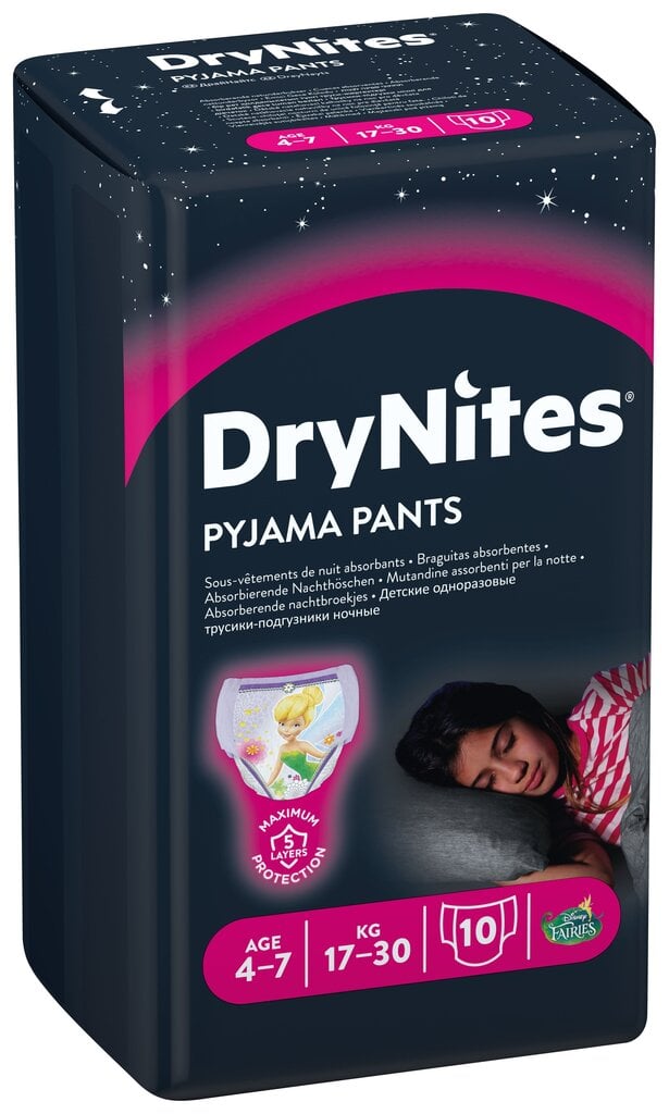 Ühekordsed mähkmed DryNites Pyjama Pants (10 uds) цена и информация | Mähkmed, riidest mähkmed | hansapost.ee