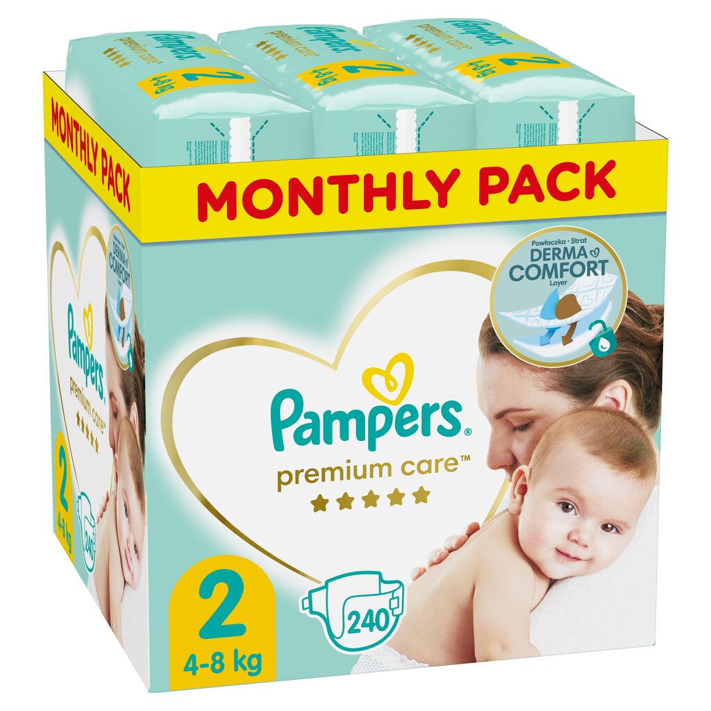 Mähkmed Pampers Premium Monthly Pack suurus 2, 240 tk цена и информация | Mähkmed, riidest mähkmed | hansapost.ee