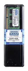 GoodRam DDR3L SODIMM 4GB 1600MHz CL11 (GR1600S3V64L11S/4G) цена и информация | Объём памяти | hansapost.ee