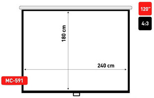 Maclean mc-591 (240x180 cm) hind ja info | Projektori ekraanid | hansapost.ee