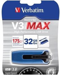 Verbatim Store 'n' Go V3 MAX 32GB USB 3.0 hind ja info | Mälupulgad | hansapost.ee