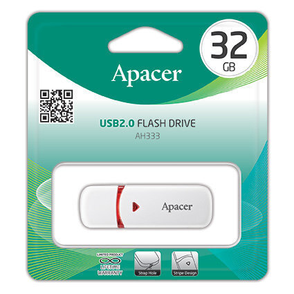 Mälupulk Apacer USB2.0 Flash Drive AH333 32GB, valge цена и информация | Mälupulgad | hansapost.ee