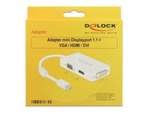 Адаптер Delock mini Displayport 1.1 male > VGA / HDMI / DVI female, пассивный, белый цена и информация | Delock Компьютерная техника | hansapost.ee