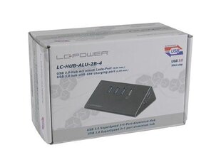 LC-POWER - HUB USB 3.0 AKTYWNY LC-HUB-ALU-2B-4 цена и информация | Адаптеры, USB-разветвители | hansapost.ee