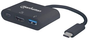 Многофункциональный док-конвертер Manhattan USB-C 3.1-> HDMI/USB-A/USB-C, черный цена и информация | Адаптеры, USB-разветвители | hansapost.ee
