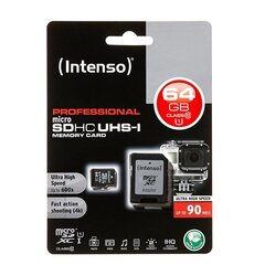 Карта памяти Intenso micro SD UHS-I 64GB CL10 цена и информация | Карты памяти | hansapost.ee