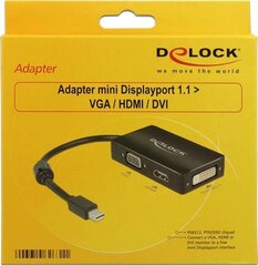Адаптер Delock Displayport Mini(M)->HDMI(F)/VGA(F)/DVI-D(24+1)(F) цена и информация | Delock Компьютерная техника | hansapost.ee