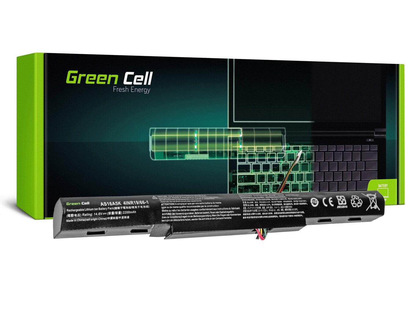 Sülearvuti aku Green Cell Laptop Battery for Acer Aspire E 15 E15 E5-575 E5-575G E 17 E17 E5-774 E5-774G hind ja info | Sülearvuti akud | hansapost.ee