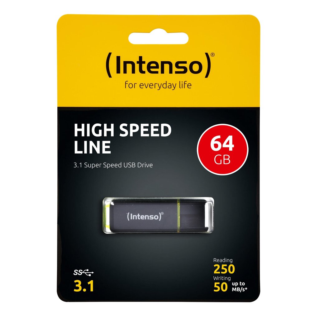 Intenso 3.1 64GB High Speed Line 3537490, must цена и информация | Mälupulgad | hansapost.ee