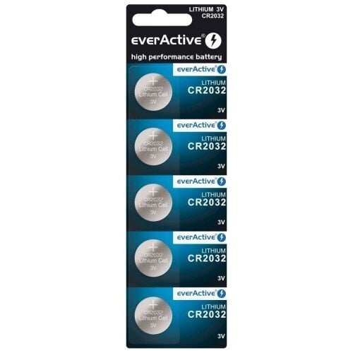 EverActive CR2032 liitium 3V tahvelarvuti aku (5BB) цена и информация | Fotoaparaatide akud ja patareid | hansapost.ee